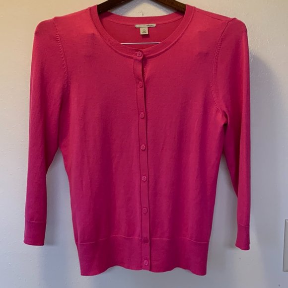 Halogen Barbie Hot Pink Long Sleeve Button Down Soft Sweater Cardigan Size S - Picture 1 of 13